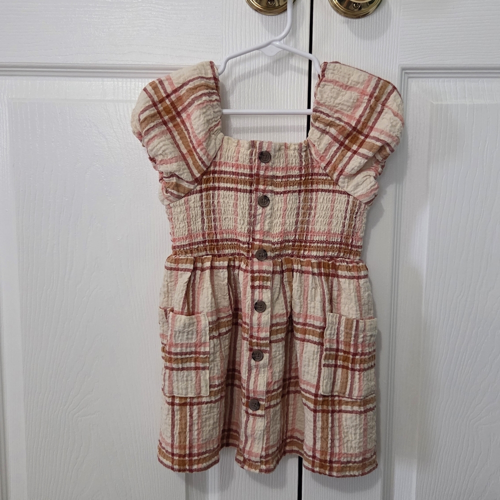 Cat & Jack Cream and Red Plaid Dress